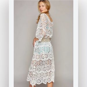 🌸POL New White Crochet Tunic Layering Dress One Size NWT Layering Piece